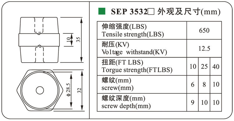 Производитель изоляторов Изоляторы BMC M8 Изоляторы шин низкого напряжения SEP3532 Держатель шинопровода