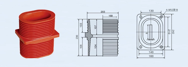 YUEQING DOWE indoor red epoxy resin bushing for 11kv switchgear