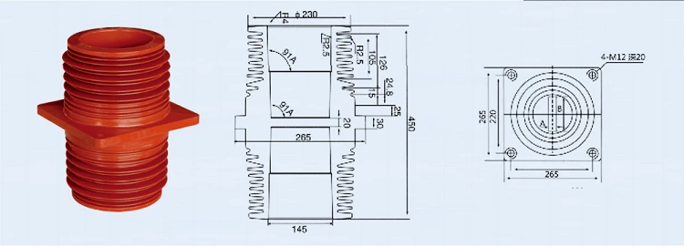 35KV High Voltage Bushing Epoxy Resin Insulation Wall Bushing APG Technology For Switchgear