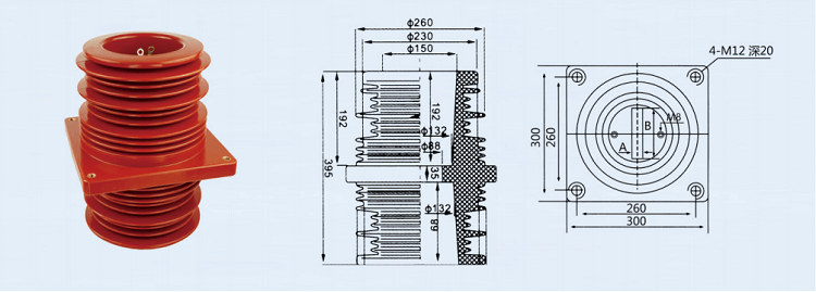 Aislador de buje de transformador de resina epoxi aislante de alto voltaje utilizado en gabinete KYN61 para tablero de distribución de 35KV