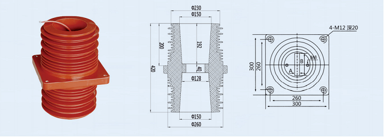 Transformador de aislamiento de buje de aparamenta de resina epoxi de aislamiento de alto voltaje 35kv para gabinete