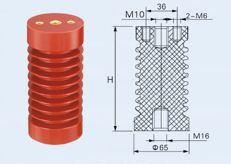 Pin aislante alto voltaje 65x140 resina epoxi personalizada 10KV 65x140 8000N 65x140, aislante DOWE 20N