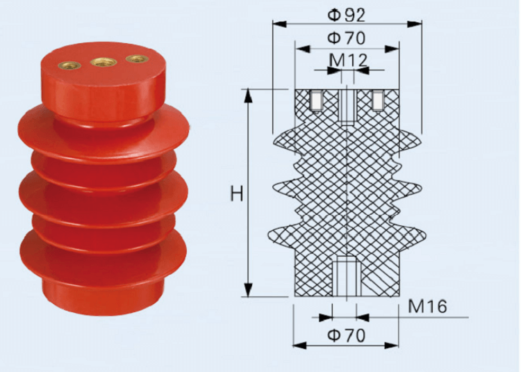 Isolateur de suspension composite haute tension, application électrique résine époxy 10kv isolant pour ligne aérienne à haute tension 20g