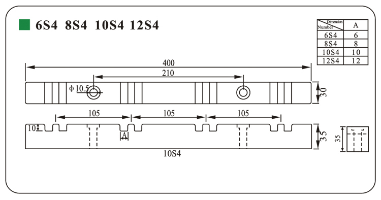 Aislador doble de barra colectora 10S4 Soporte de separación de aislamiento de baja tensión para soporte de barra colectora