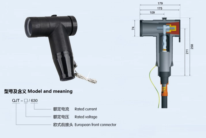 15kV European Type Shielded End Connector Surge Arrester Elbow Joint Connector