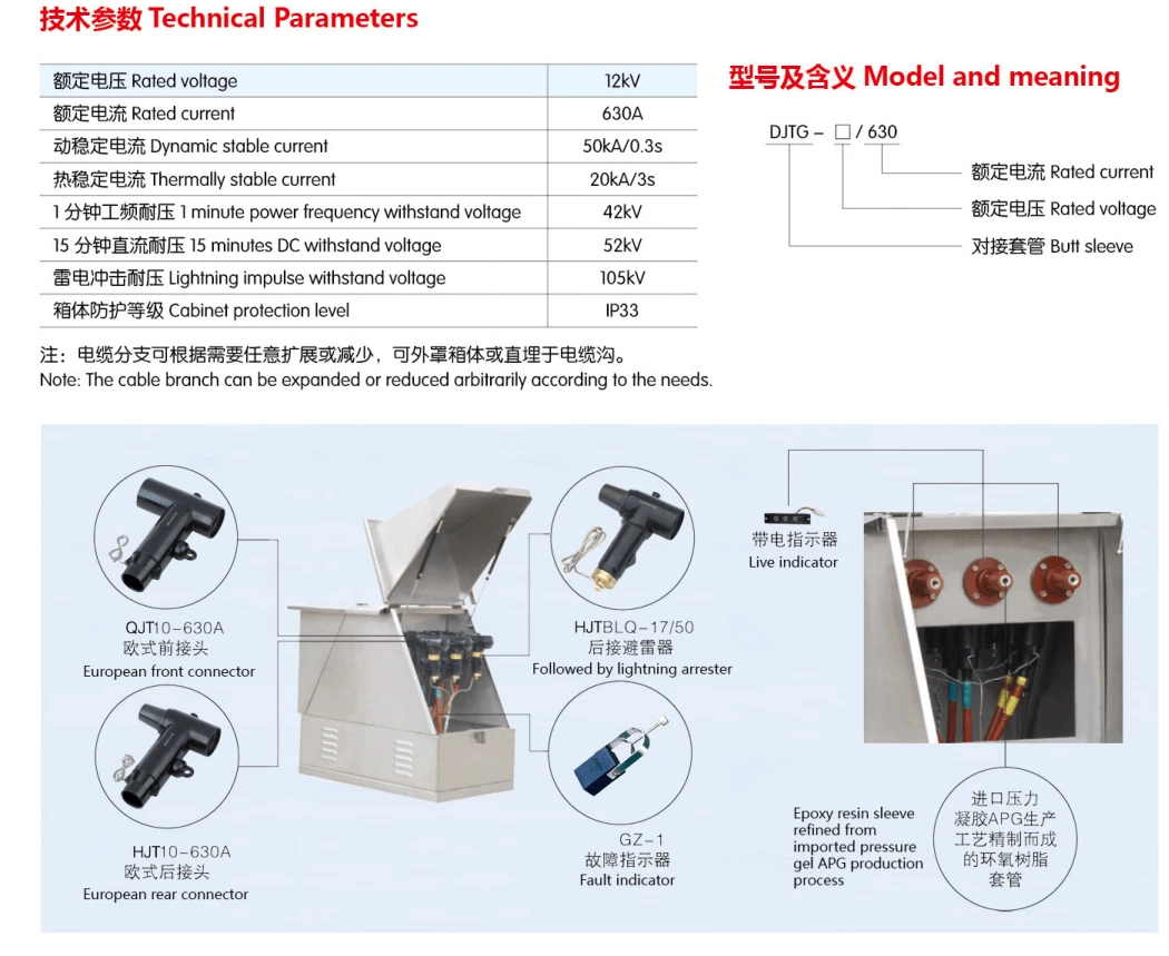 European Front Connector 12kv High Voltage Cable Connector for Switch Cabinets