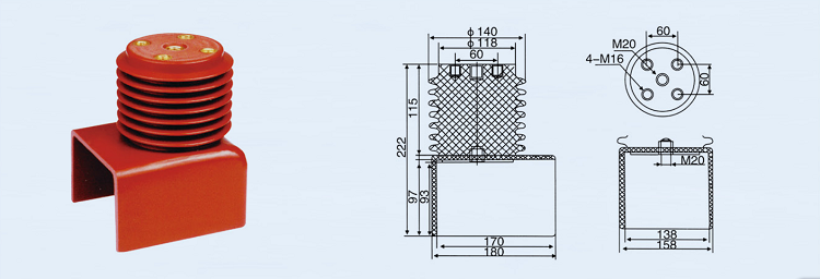 Isolateur joint à haute tension d'installation d'intérieur de résine époxyde 12KV pour l'appareillage de commutation à haute tension de KYN28-12