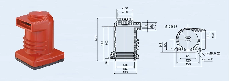 DOWE 10KV High Voltage Indoor Red Epoxy Resin Contact Box CH3-10Q/180 For Switchgear