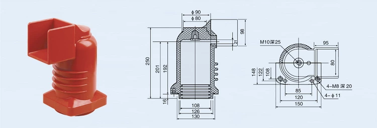 DOWE 10KV High Voltage Indoor Red Epoxy Resin Contact Box CH3-10Q/180 For Switchgear