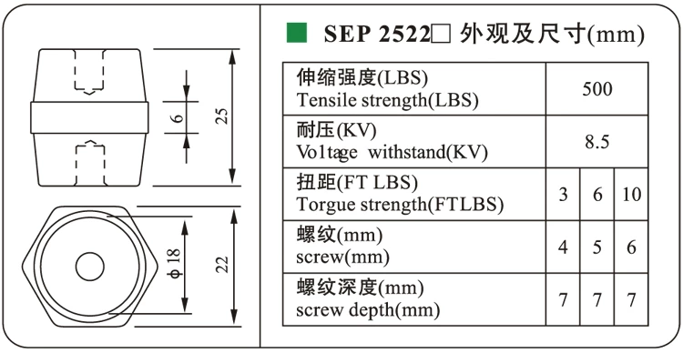 DOWE SEP2522 High Quality Power Distribution Cabinet Insulator Epoxy Resin Electrical Busbar Support Insulator