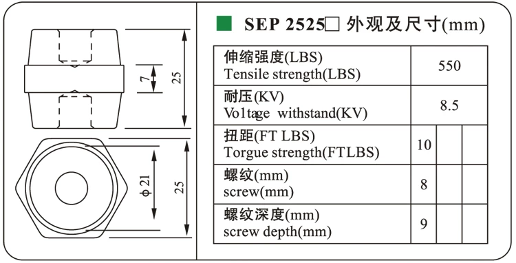 DOWE Insulator Low Voltage Epoxy Resin Bus Bar Insulator SEP2525 Support Low Voltage Busbar Standoff Insulator