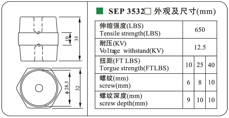 DOWE Electrical Standoff Insulator SEP3532 Low Voltage Support Isulator  Bus Bar Insulator Epoxy Insulator Manufacturers