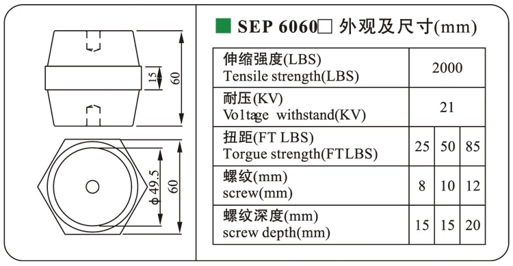 DOWE SEP Low Voltage Electric Busbar Standoff Insulators SEP6060 Bus Bar Insulation For Distribution Box Board Panel