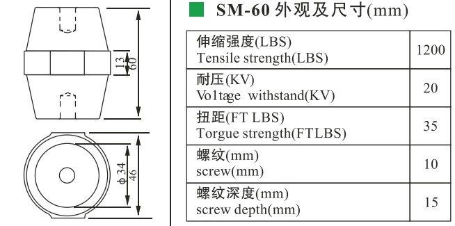 DOWE Hot Sell Epoxy Resin Low Voltage SM-60 Insulator SM Bus Bar Insulator For Switch gear