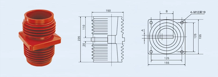 DOWE TG2-10Q/182 insulating epoxy resin transformer bushing insulator for 10kv switchgear high voltage