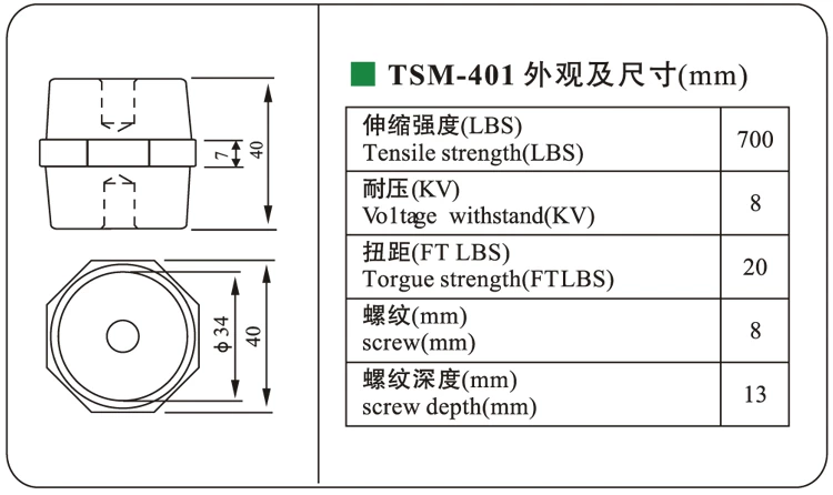 DOWE TSM Series Low Voltage Bus Bar Insulators TSM-401 Epoxy Resin Type Voltage Insulator For Insulated Cabinet