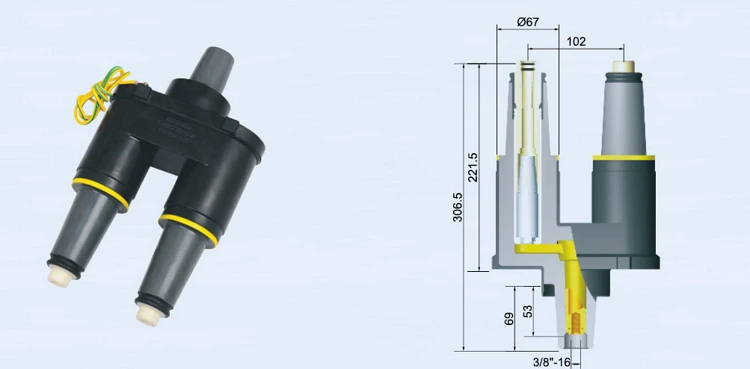 DOWE American Cable Accessories Series 15KV/24KV 200A  STT-24KV/200A Double-Pass Bushing Joint