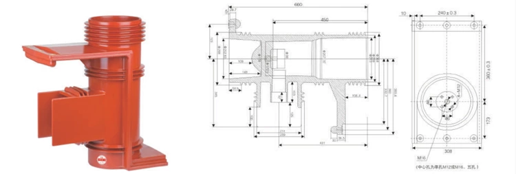 DOWE 40.5KV High Voltage Contact Box Insulator  CH-40.5KV /660 For Handcart Switch Gear Indoor Epoxy Resin Contact Box