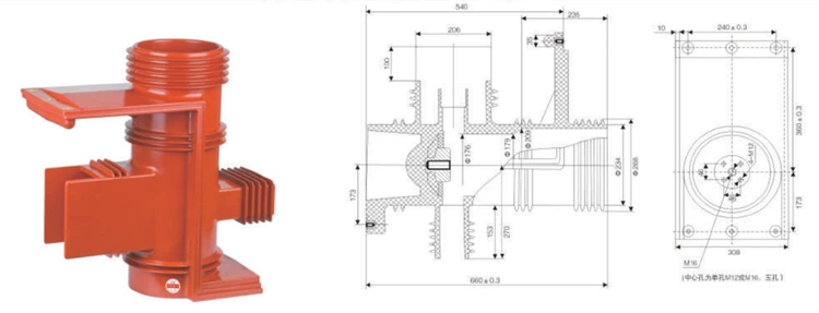 DOWE 40.5KV High Voltage Contact Box Insulator  CH-40.5KV /660 For Handcart Switch Gear Indoor Epoxy Resin Contact Box