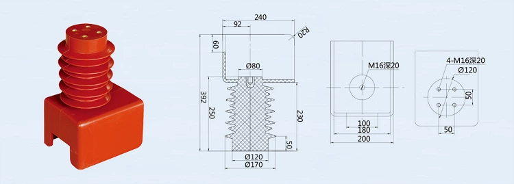 DOWE High Voltage Siamese Insulator 35KV Wholesale Busbar Holder Insulator Factory